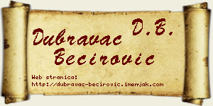 Dubravac Bećirović vizit kartica